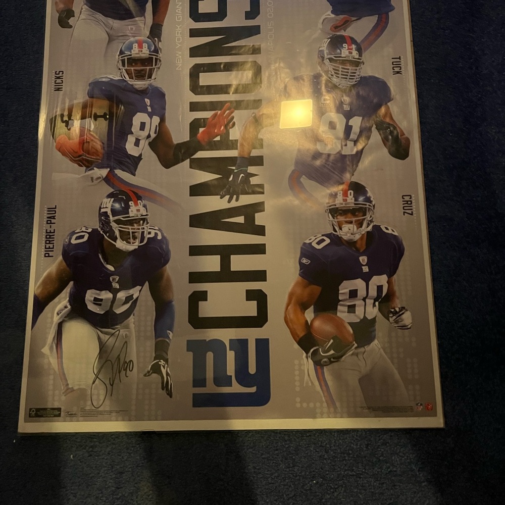 Jason Pierre-Paul autographed picture Giants poster